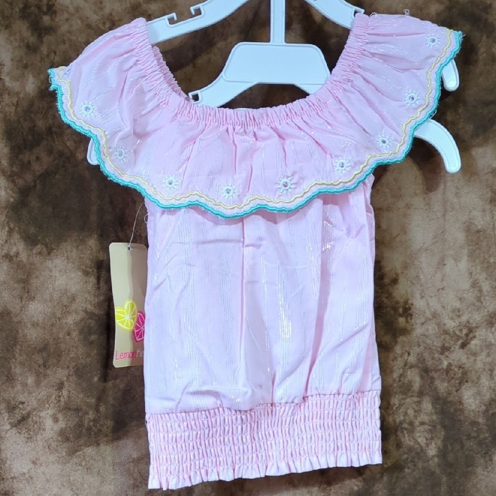 Pink Ruffled Kids Tank Top inv402 - Picture 4 of 5